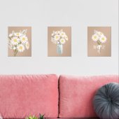 Witte Daisy Bloemen Monogram Beige Set van 3 (Woonkamer)