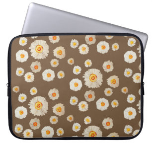 Witte Daisy Bloemen Neopreen Laptop Mouw 15" Sleeve