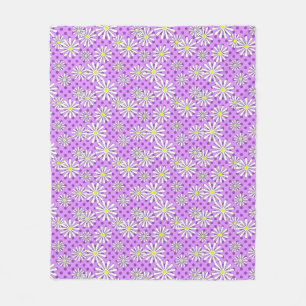 Witte daisy bloemen op een polka dot achtergrond fleece deken