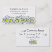 Witte Daisy Bloemen Pen en Inkt Tekening Visitekaartje (Voorkant / Achterkant)