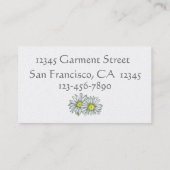 Witte Daisy Bloemen Pen en Inkt Tekening Visitekaartje (Achterkant)