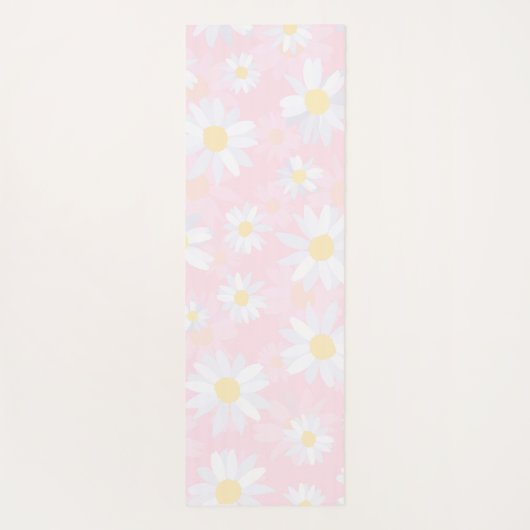 Witte Daisy Bloemen Roze Bloem Yogamat (Achterkant)