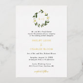 Witte Daisy Bloemen Rustiek Huwelijk Folie Uitnodiging (Voorkant)