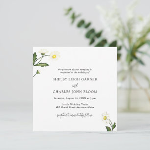 Witte Daisy Bloemen Rustiek Huwelijk Kaart