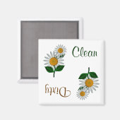 Witte Daisy Bloemen Vaatwasser Magneet (Voorkant / Achterkant)