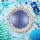 Witte Daisy Border op Gingham Papieren Bordje (Feest)