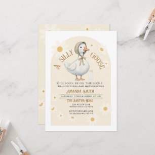 Witte Daisy en Ivoor Schattigee Goose Baby shower Kaart