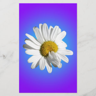 Witte Daisy Flower Floral Paarse Blauwe Gradiënt Briefpapier