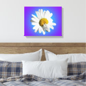 Witte Daisy Flower Floral Paarse Blauwe Gradiënt Canvas Afdruk (Insitu (Slaapkamer))