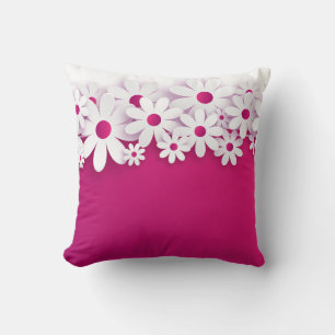 Witte Daisy Flower Magenta Roze Bloemen Home Accen Kussen