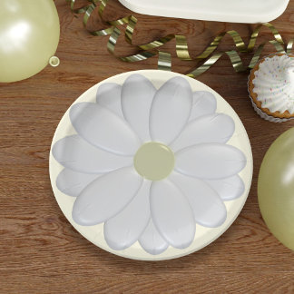 Witte Daisy Flower op crème picknickpapier Borden Papieren Bordje