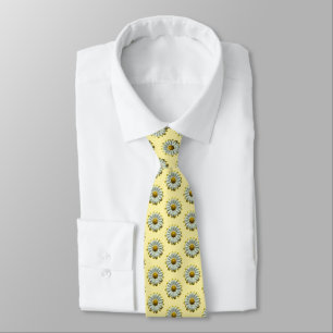 Witte Daisy Flowers Mode Boter Geel Trendy Stropdas