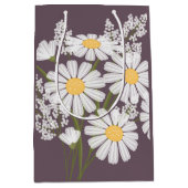 Witte Daisy Flowers op Donker Paarse Medium Cadeauzakje (Voorkant)
