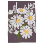 Witte Daisy Flowers op Donker Paarse Medium Cadeauzakje (Achterkant)