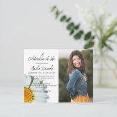 Witte Daisy Foto Viering van het Leven Kaart (Staand voorkant)