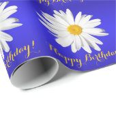 Witte Daisy Happy Birthday! Cadeaupapier (Rol Hoek)