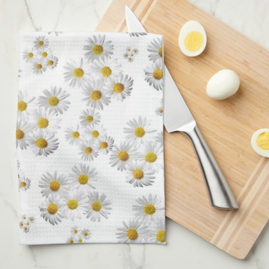 Witte Daisy Keuken Handdoek (Quarter Fold)