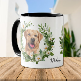 Witte Daisy Krans Gele Labrador Retriever Hond Mok