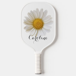 Witte Daisy met Aangepaste Naam Wit Pickleball Paddle