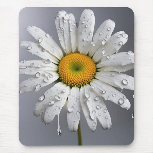 Witte Daisy met regendruppels Muismat (Voorkant)