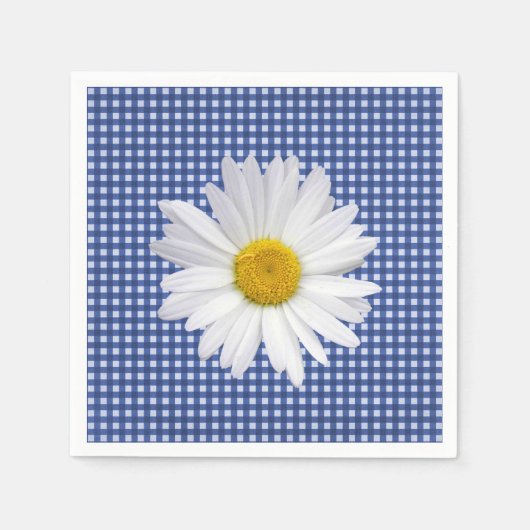 Witte Daisy op Gingham Servet (Voorkant)