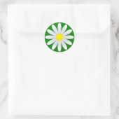 Witte Daisy op Groene Classic Ronde Sticker (Tas)