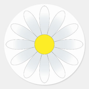 Witte Daisy op Witte Classic Ronde Sticker
