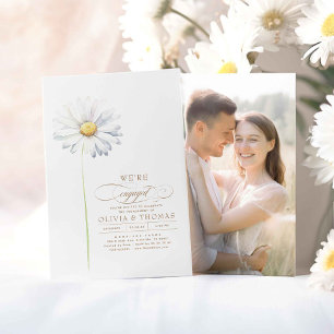 Witte Daisy Wildbloemen Verlovingsfeest Foto Kaart