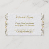 Witte Damasks & Goud Bloemen Kant Loyaliteit Kaart (Achterkant)