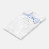 Witte Damast en Blauwe Nabootsing Boog Post-it® Notes (Schuin)