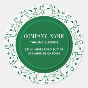 Witte Damast en groene cirkel Ronde Sticker