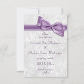 Witte Damast en Nep lint Save The Date (Achterkant)