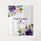 Witte damast en Waterverf bloemen Wandkleed (Voorkant)