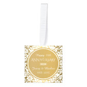 Witte Damast gouden achtergrond Kubus Ornament (Voorkant)