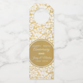 Witte Damast gouden cirkel Flessenhanger (Voorkant)