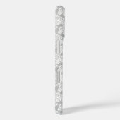 Witte Damast op Grijs Monogram & Naam  Case-Mate iPhone Case (Achterkant / Rechts)