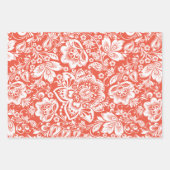 Witte damast op sinaasappel, paarse en groene inpakpapier vel (Voorkant)