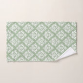 Witte damast patroon aangepaste sage groene achter bad handdoek (Handdoek)