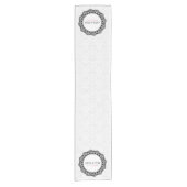 Witte Damast witte cirkel Korte Tafelloper (Voorkant)