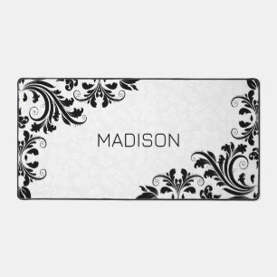 Witte Damast Zwarte Swirls Bureaumat