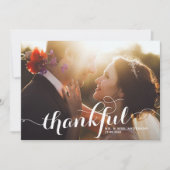 Witte Dankbare Moderne Kalligrafie Fotobruiloft Bedankkaart (Voorkant)
