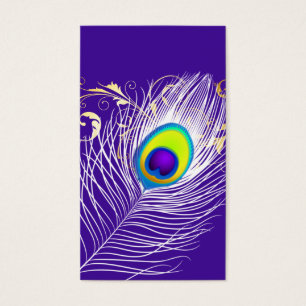 Witte de pauwpluim van PixDezines/diy achtergrond Visitekaartje