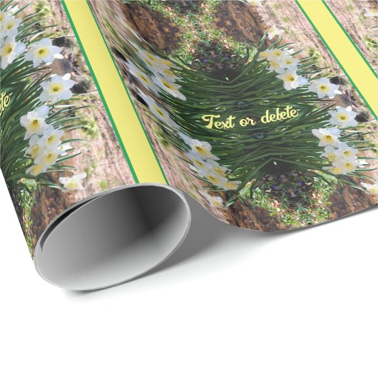 Witte deaffodil bloemen van Brook gepersonaliseerd Cadeaupapier (Rol Hoek)