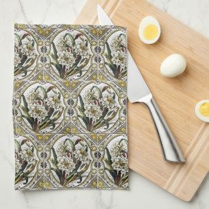  witte deaffodil Tegel Pattern Kitchen Towels Theedoek