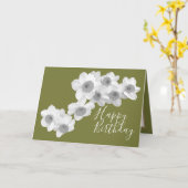 Witte deffodis tegen Groene Kleurachtergrond Kaart (Gele Bloem)