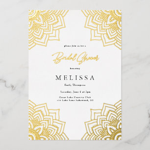 Witte Delicate Gouden Mandala Bruiloft Folie Uitnodiging