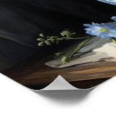 Witte Delphinium Bloemen Art Print Poster (Hoek)