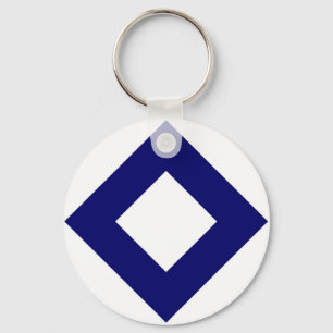 Witte diamant, blauwe grens sleutelhanger