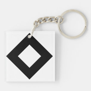 Witte diamant, zwarte rand sleutelhanger