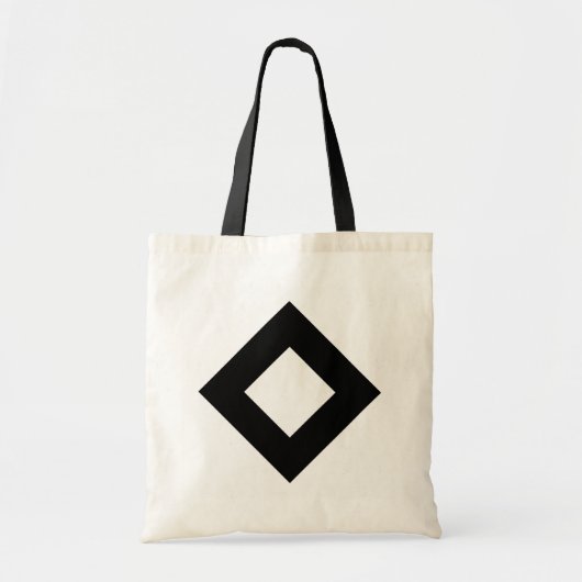 Witte diamant, zwarte rand tote bag (Voorkant)